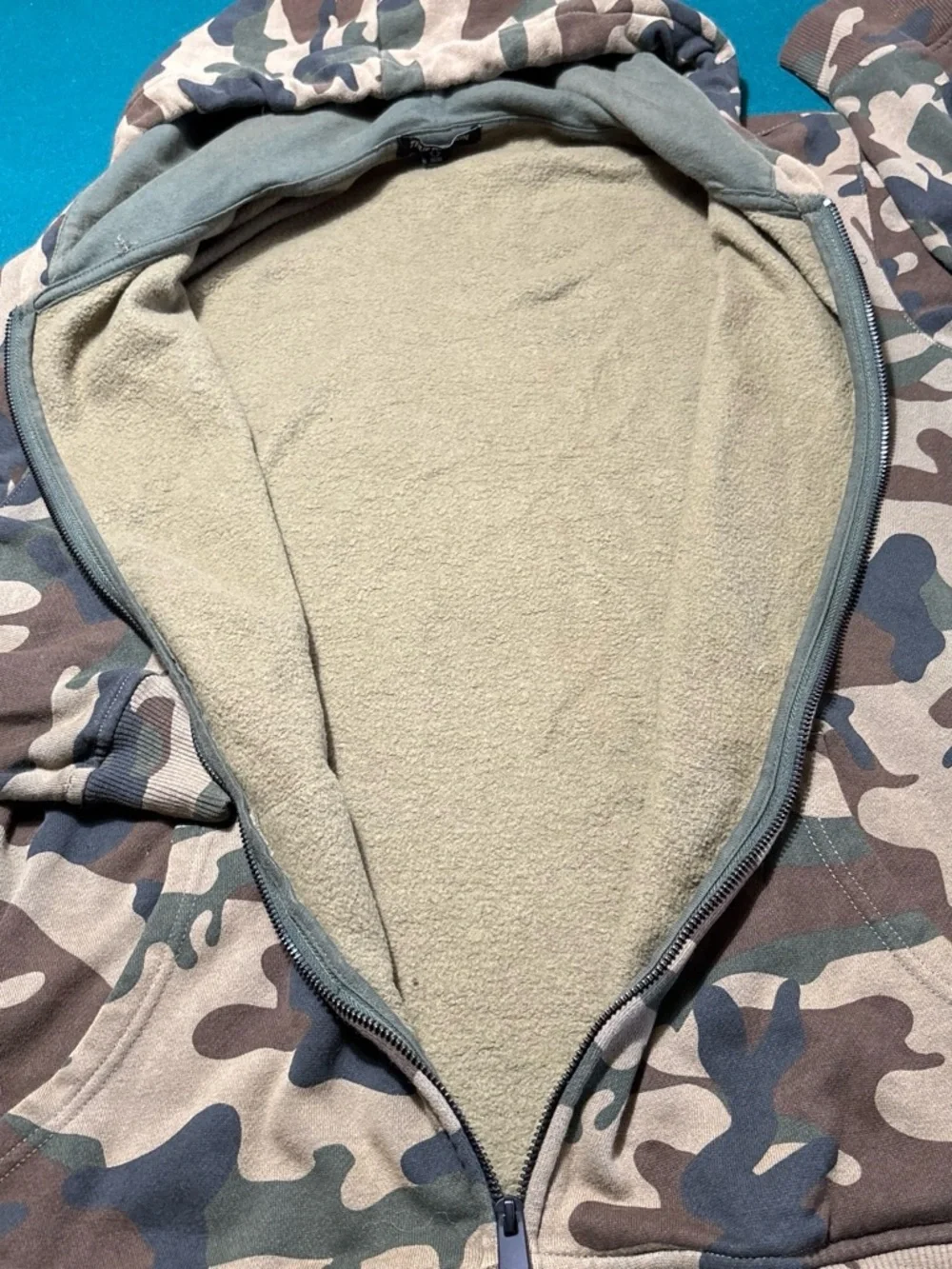 True Religion Camouflage Zip Hoodie in Green & Brown , M , $32